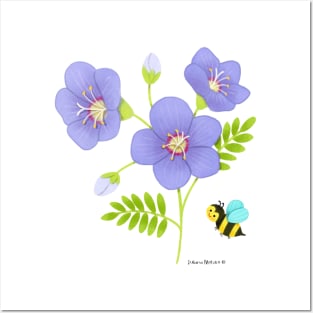 Jacobs Ladder Flowers and Bee Posters and Art